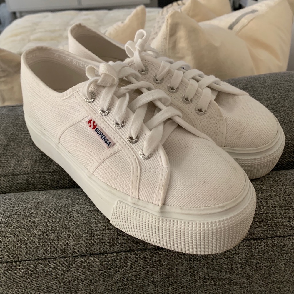 White Superga Platform Sneakers